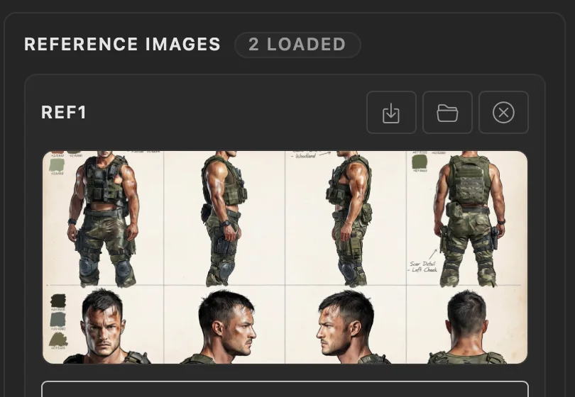Reference Images showing two loaded slots and controls for choosing or clearing an image.